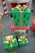 *Set of 3 Metal Christmas Parcels and LED Lights