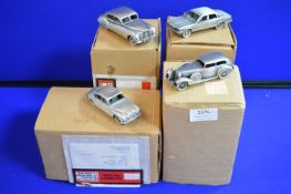 4x Danbury Mint Pewter Jaguar Model Cars