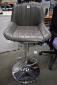 *Grey Leatherette Barstool on Chrome Base