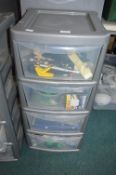 Four Tier Plastic Storage Drawers and Contents