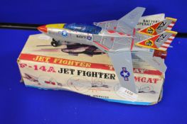 Vintage Tinplate F14A Tomcat Jet Fighter with Packaging