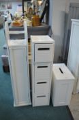 White Slimline Bathroom Storage Drawer, Cupboard, and Box