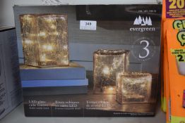 *Evergreen LED Glass Cube Tower Set with Gold Crackle Finish
