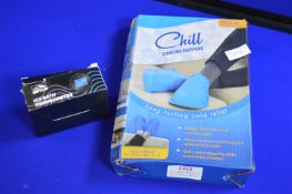 Pair of Chill Cooling Slippers and an Ice Blast Thermometer