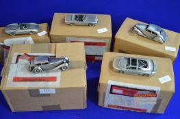 5x Danbury Mint Pewter Jaguar Model Cars