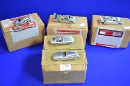 5x Danbury Mint Pewter Jaguar Model Cars