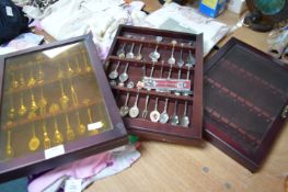 3x Teaspoon Display Cabinets and Contents