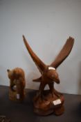 Carved Wooden Eagle and a Bear