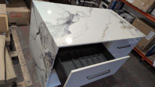 *Quartz Island Unit with Kneehole and 4x Storage Drawers