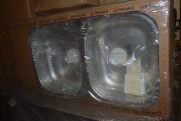 *Pyramis Stainless Steel Double Bowl Sink with Drainer, and Sink Traps