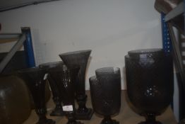 *Contents of Shelf to Include Assorted Smoked Glass Vases