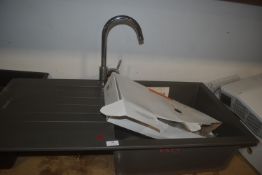 Grey Single Bowl Sink with Drainer and Mixer Tap