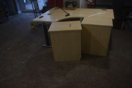 L-Shaped Office Desk with 2x Sets of Matching Drawers