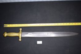 French infantry short sword (gladius pattern), with broad double-edged blade bearing engraved