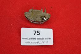 German enamelled souvenir badge depicting Nürnberg cityscape with shield, coloured enamel