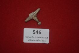 Luftfahrt aviation stick pin, aircraft form with inscription “Luftfahrt ist Not”. Die-cast alloy