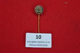 German Reichsbund stickpin, circular bronze-toned badge with flame emblem and “Reichsbund”