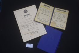 A small group of German Third Reich vocational and examination documents, including Lehrbrief and