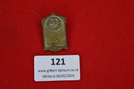 German veterans’ or pioneers’ association badge, ornate shield-shaped bronze plaque bearing