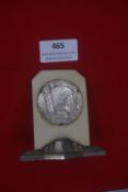 German Third Reich period commemorative desk ornament or paperweight, featuring a circular metal