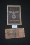 German Third Reich Arbeitsbuch (work book), issued under the 1935 regulations, bearing period