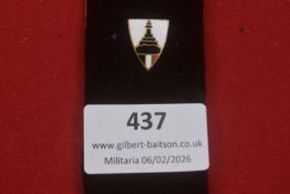 Third Reich Tinnie-Style Enamel Badge, shield-shaped example featuring a tower motif with