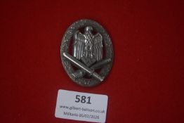 German WWII Infantry Assault Badge (IAB), silver grade. Oval oakleaf wreath with Wehrmacht eagle