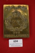 Victorian brass shoulder belt plate of the 72nd (Duke of Albany’s Own) Highlanders, rectangular