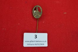 German Kyffhäuser shooting stickpin, bronze tone oval badge with crossed rifles beneath the