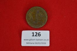 German civic or festival commemorative badge, circular bronze issue depicting church towers and