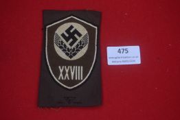 German Third Reich period cloth insignia, comprising two sleeve or organisational shields, one