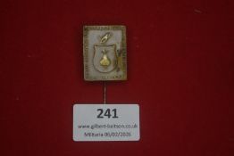 German singers’ festival badge, rectangular shield-form example depicting bird and heraldic