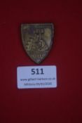 German Deutsche Arbeitsfront (DAF) event badge, shield-shaped example marked Rendsburg 1933,