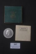 1951 Festival of Britain commemorative coin, silver Five Shillings issue, housed in original green