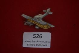 German Luftfahrt / aviation commemorative badge, aircraft form with applied gilt scroll inscribed “…
