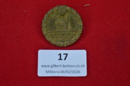 German commemorative badge, circular gilt-brass example depicting architectural motif, dated 1930,