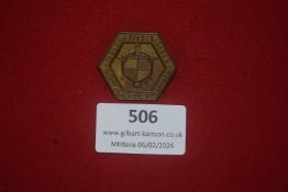 German shooting guild badge, hexagonal bronze example marked Fahnenweihschiessen Schützengilde