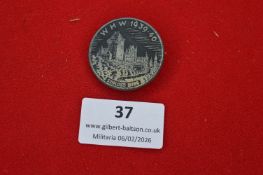 German Schloss Burg (Bergisches Land) commemorative badge, circular blackened example depicting
