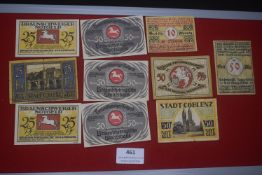 A large group of German Notgeld notes, including multiple Braunschweigische Staatsbank issues, Stadt