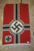 German Third Reich period flag, red field with central white disc bearing black swastika, together