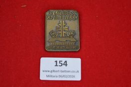 German nationalist rally badge, rectangular form, inscribed “3. Pfälzisches Kreisturnfest”, with