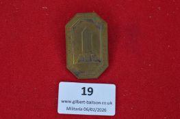 German monument commemorative badge, octagonal bronze-toned example depicting obelisk monument,