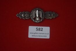 German WWII Luftwaffe Ground Assault Badge. Oval oakleaf wreath enclosing flying bomb device