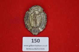German Bürgerschützen association badge, oval form featuring a standing figure with rifle and