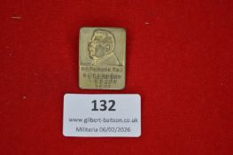 German political commemorative badge, rectangular bronze plaque bearing left-facing portrait bust,