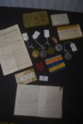 British First World War medal group and associated ephemera, attributed to Sergeant Frederick