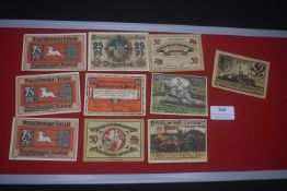 A further mixed group of German Notgeld, comprising pictorial issues with historical, rural and