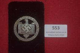 German NSDAP Reichsparteitag Nürnberg 1933 badge, circular silvered alloy example featuring eagle