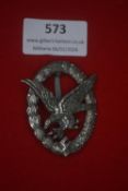 Third Reich Luftwaffe Ground Assault Badge, unmarked example, silvered finish