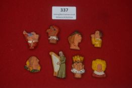 A mixed group of German ceramic WHW-style miniature busts and figures, including folkloric,